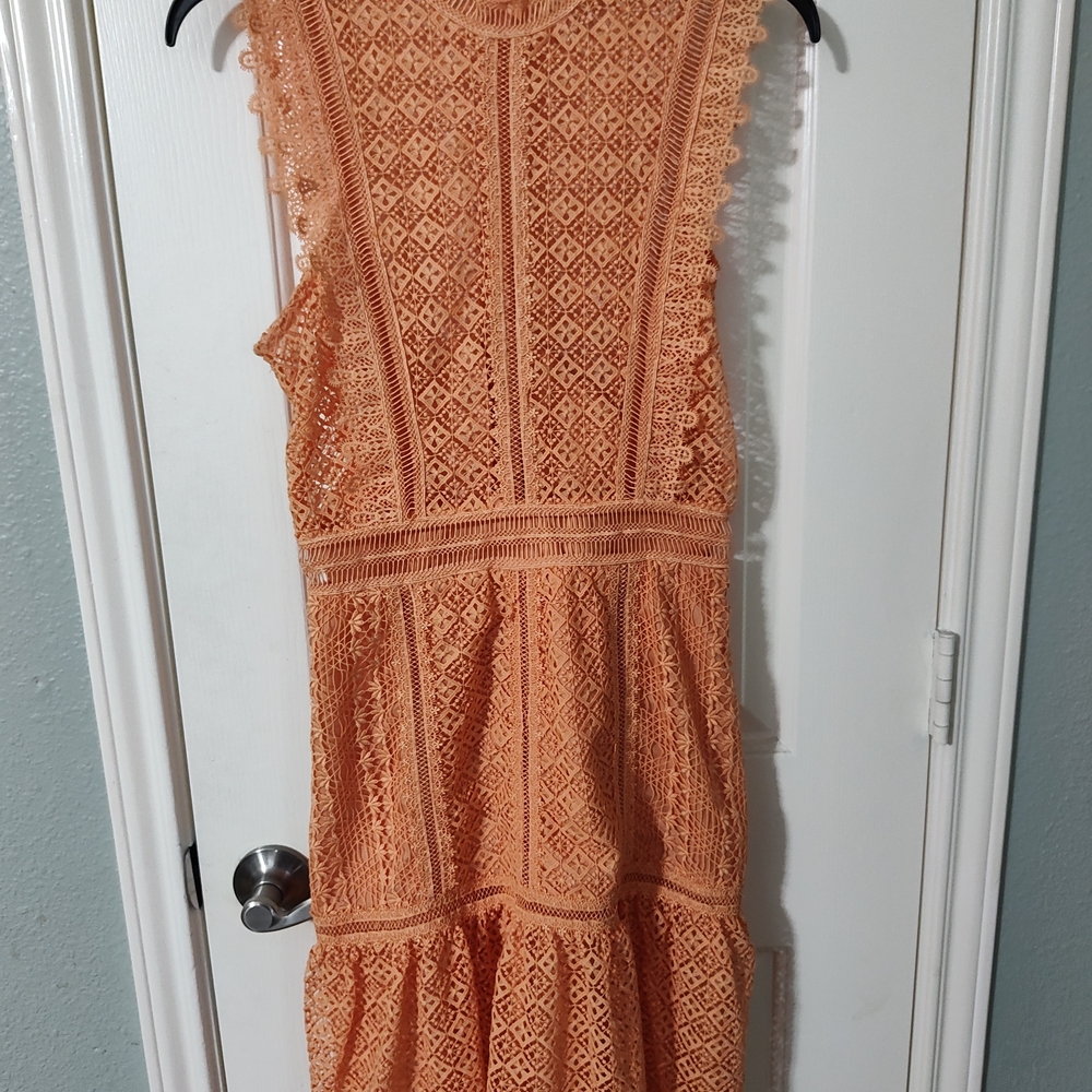 Elegant Orange Lace Dress